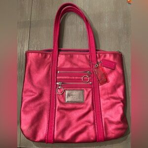 Rare Coach Poppy Signature Pink Tote Bag Shoulder Purse